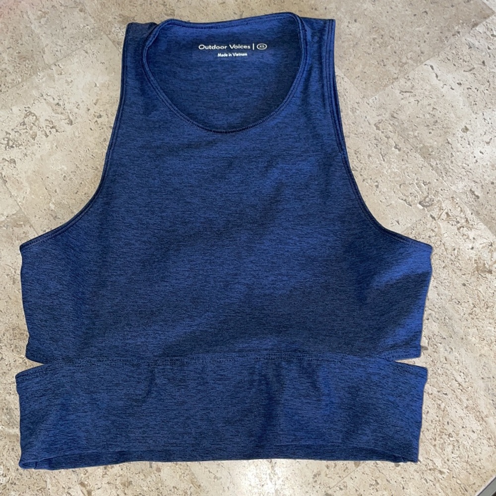 Outdoor Voices Slashback crop top tank bra blue black XS S - Picture 3 of 6